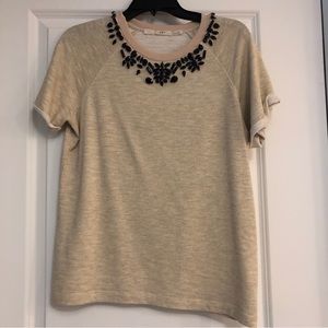 Bejeweled Crew Neck Sweatshirt Top